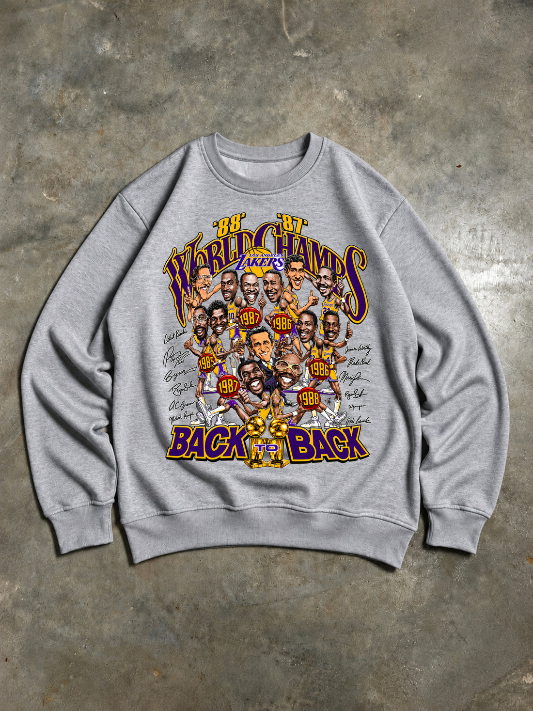 Los Angeles Lakers – 1987–1988 Back-to-Back NBA Champions Vintage-Sweatshirt – Grau