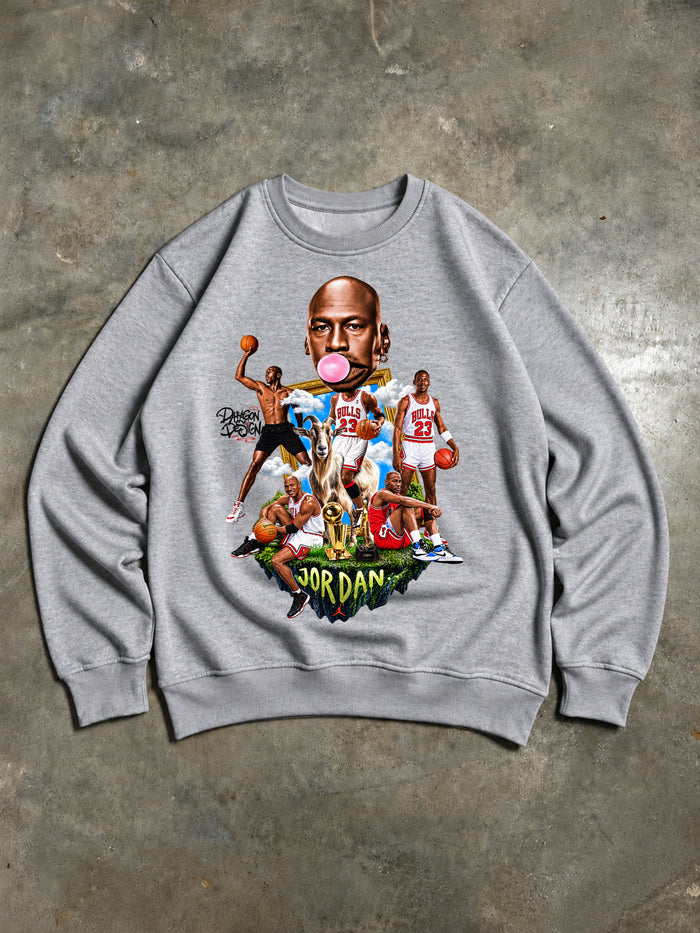 Michael Jordan GOAT Bubblegum Vintage Basketball Sweatshirt – Grey