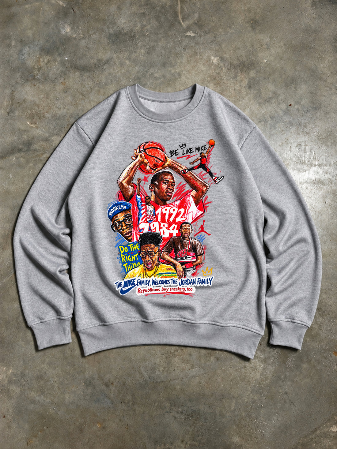 Michael Jordan – Be Like Mike 1992 Dream Team Vintage 90s Sweatshirt – Grey