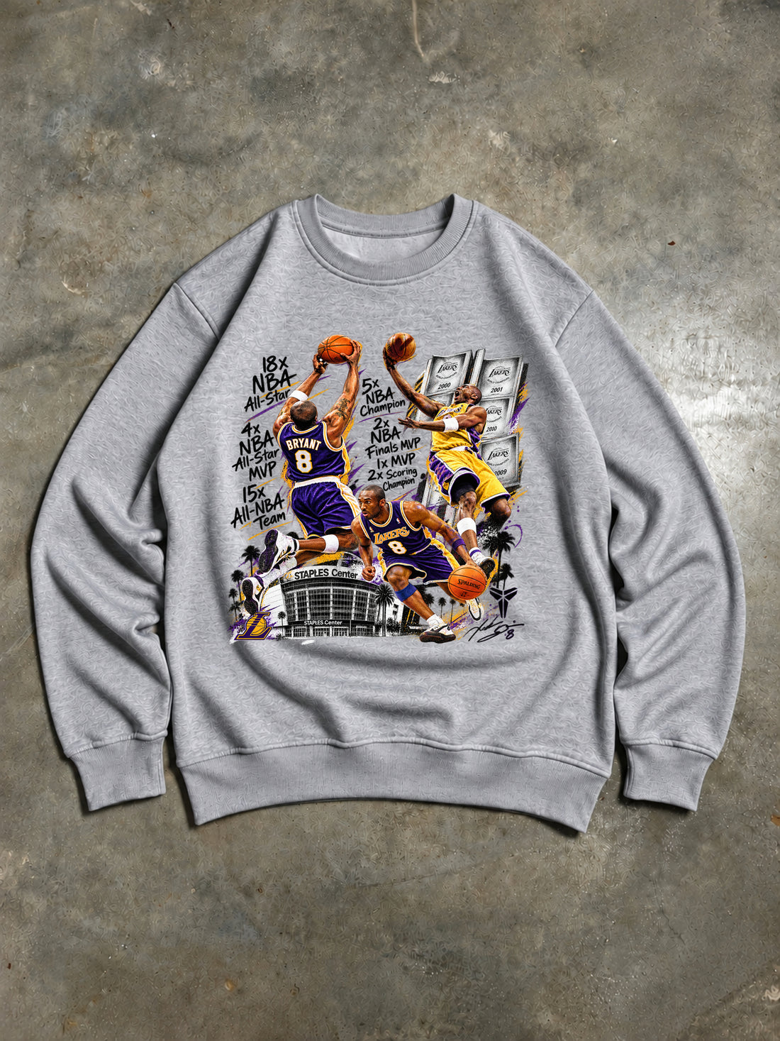 Kobe Bryant – Sweat-shirt vintage Los Angeles Lakers Black Mamba Legacy – Gris