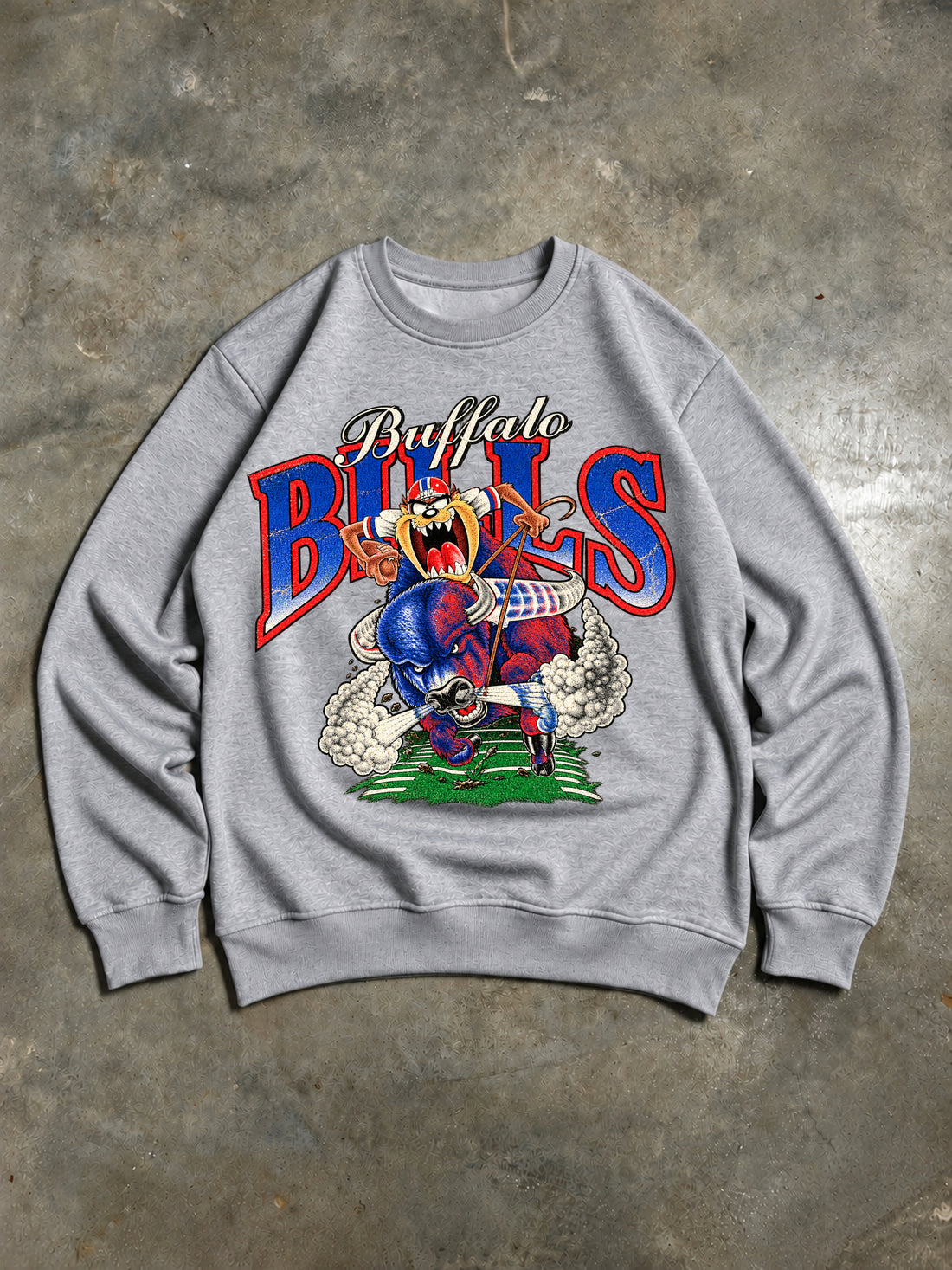 Buffalo Bills – Taz & Buffalo Vintage 90s Sweatshirt – Grey