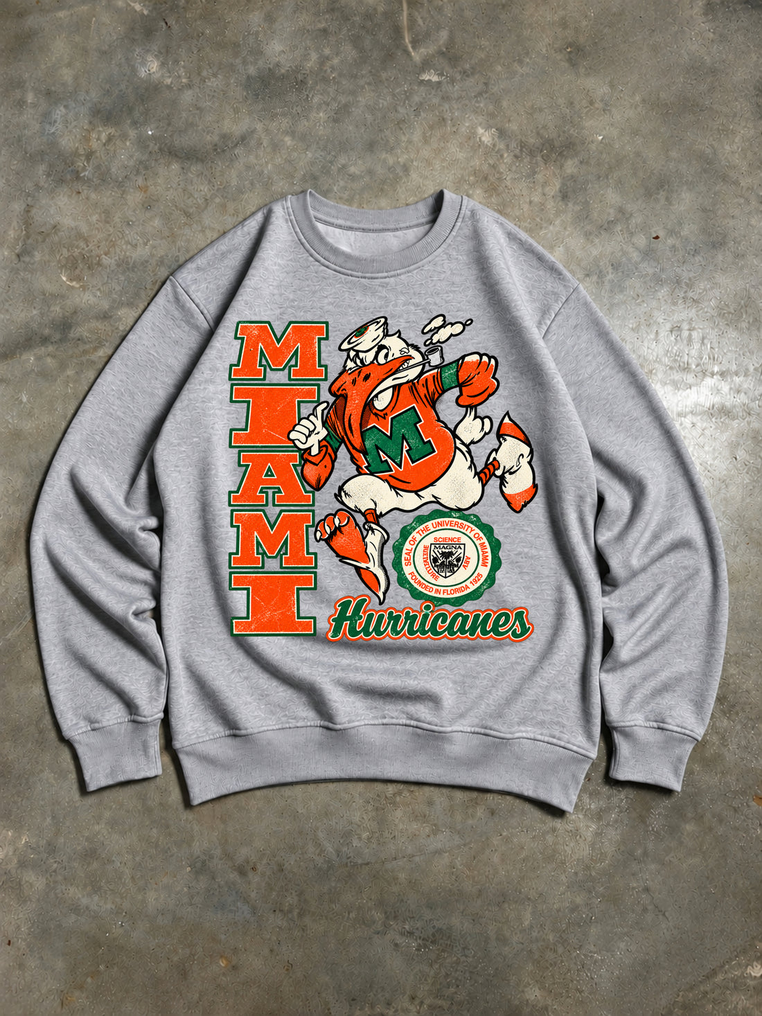 Miami Hurricanes – Vintage College Sweatshirt – Grey