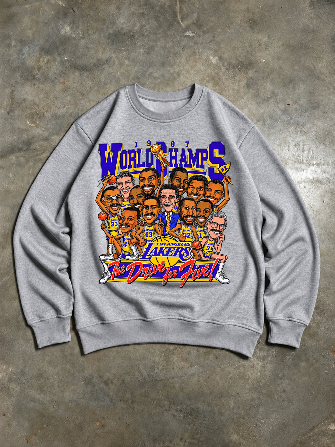 Los Angeles Lakers – 1987 World Champions Drive for Five Vintage Sweatshirt – Grey