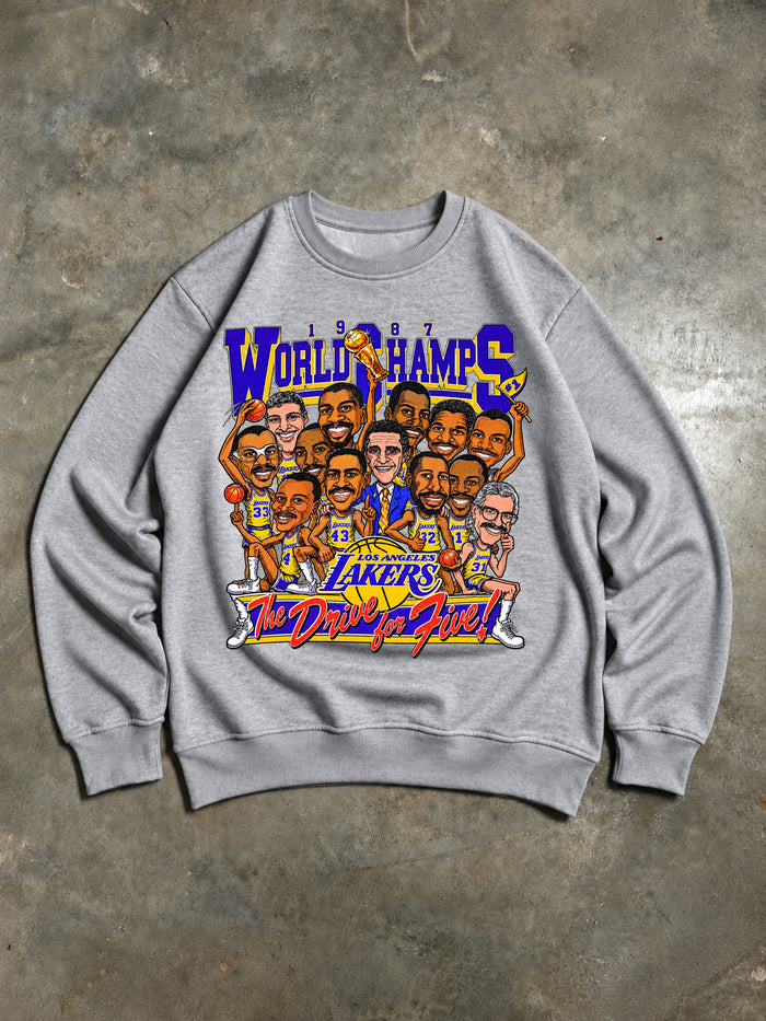 Los Angeles Lakers – 1987 World Champions Drive for Five Vintage Sweatshirt – Grey