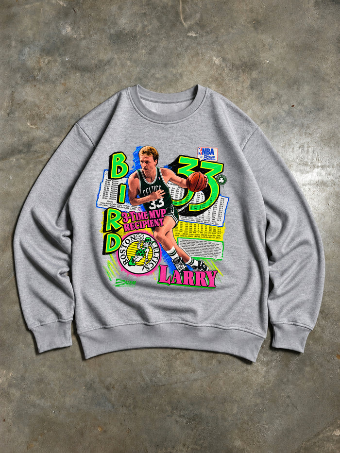 Larry Bird – 3-Time MVP Boston Celtics Vintage Sweatshirt – Grey