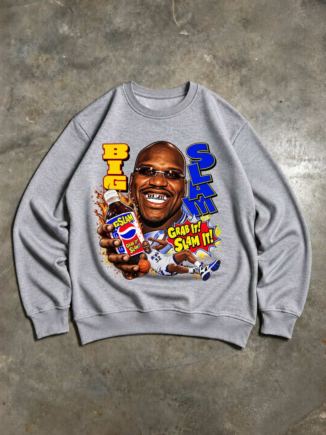 Shaquille O’Neal – Big Slam Pepsi Vintage Basketball Sweatshirt – Grey