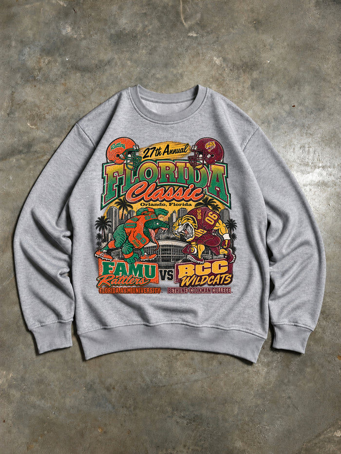 Florida Classic – FAMU Rattlers vs BCC Wildcats Vintage College Sweatshirt – Grey