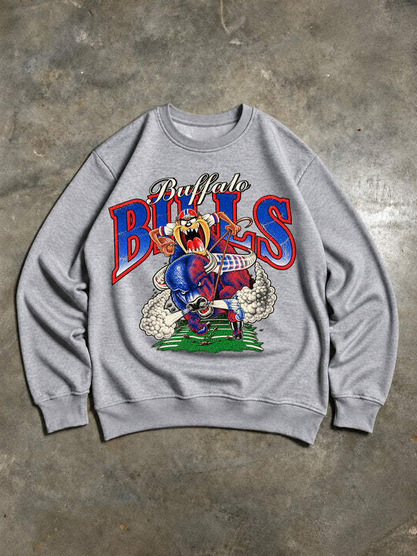 Buffalo Bills – Taz & Buffalo Vintage 90s Sweatshirt – Grey
