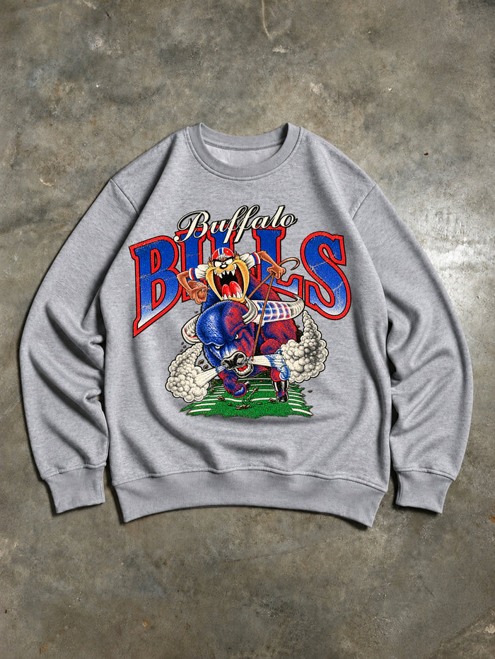 Buffalo Bills – Taz & Buffalo Vintage 90s Sweatshirt – Grey