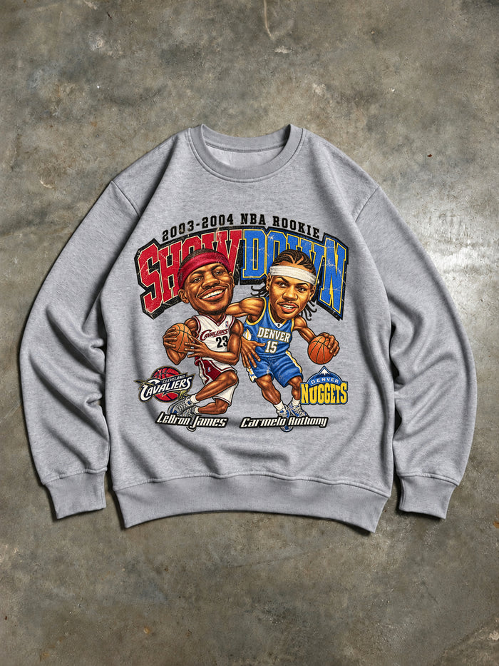 LeBron James & Carmelo Anthony – 2003–2004 NBA Rookie Showdown Vintage Sweatshirt – Grey