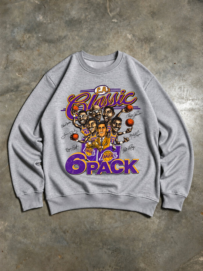 Los Angeles Lakers – L.A.'s Classic 6 Pack Vintage 80s Sweatshirt – Grey