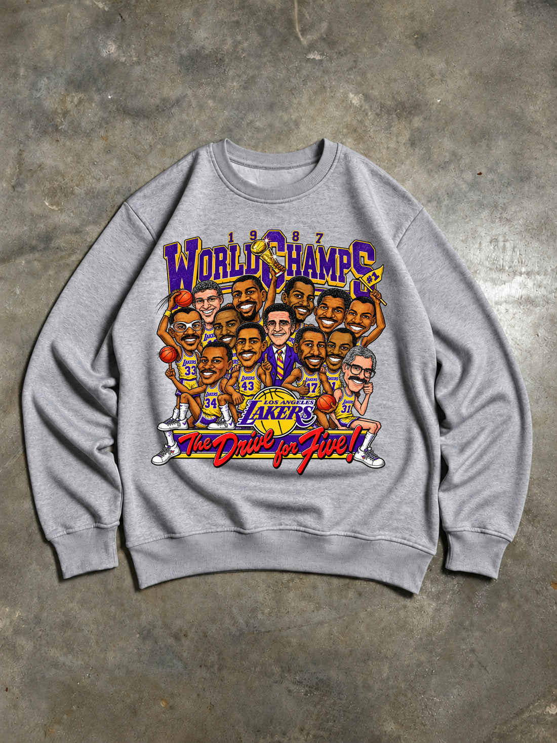 Los Angeles Lakers – 1987 World Champions Drive for Five Vintage 80s Sweatshirt – Grey