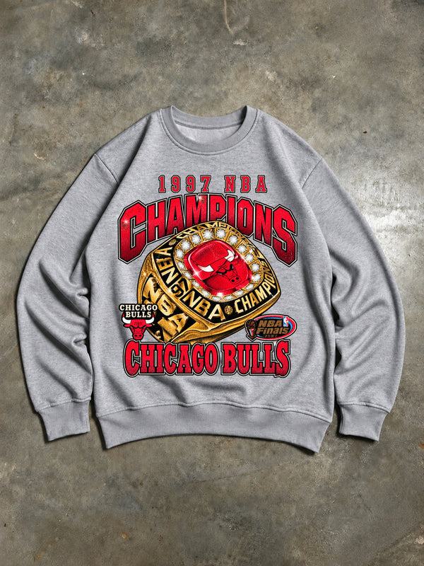 Chicago Bulls – 1997 NBA Champions Vintage 90s Sweatshirt – Grey