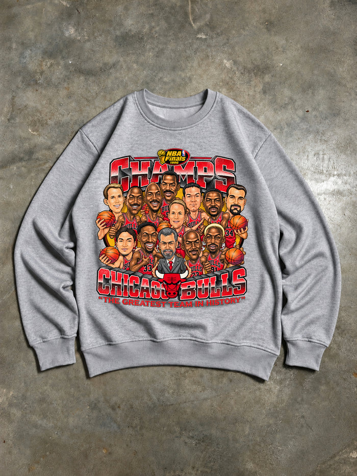 Chicago Bulls – 1996 NBA Champions Greatest Team Vintage Sweatshirt – Grey